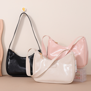 Trendy Cream Glossy Shoulder Bag