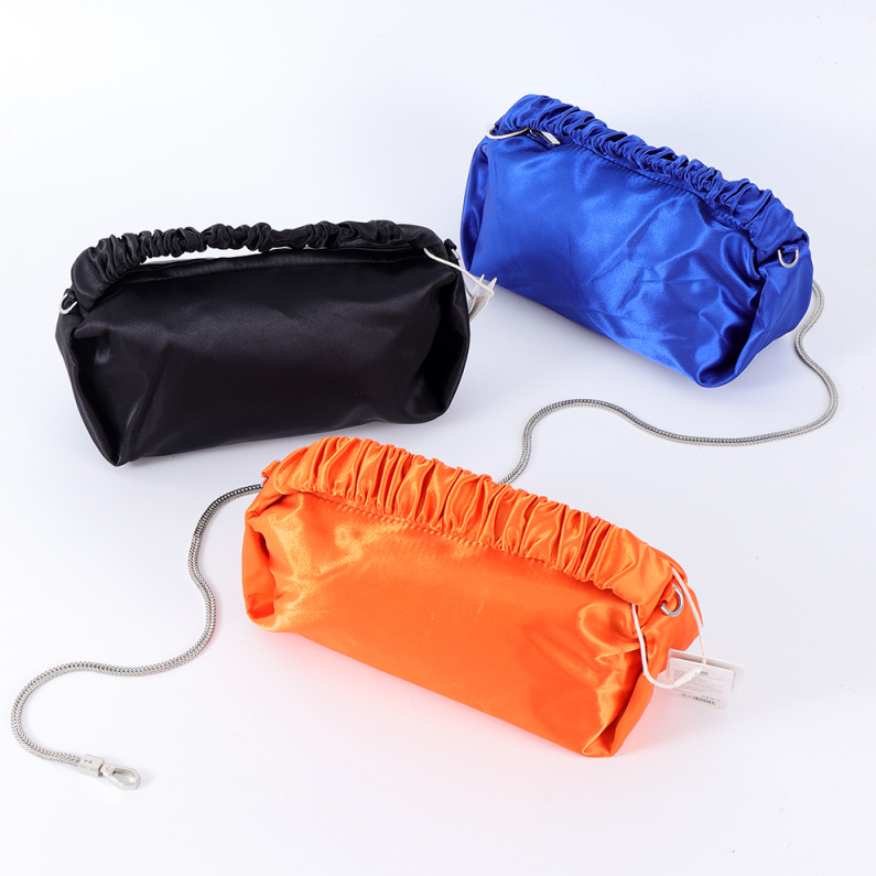 Polpular Pillow-shaped Shoulder Bag with Wrinkly Silk Strap