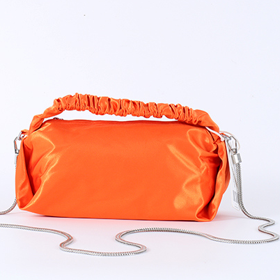 Polpular Pillow-shaped Shoulder Bag with Wrinkly Silk Strap