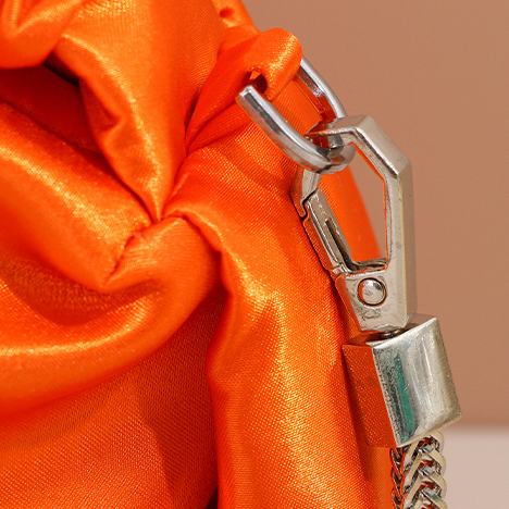 Polpular Pillow-shaped Shoulder Bag with Wrinkly Silk Strap