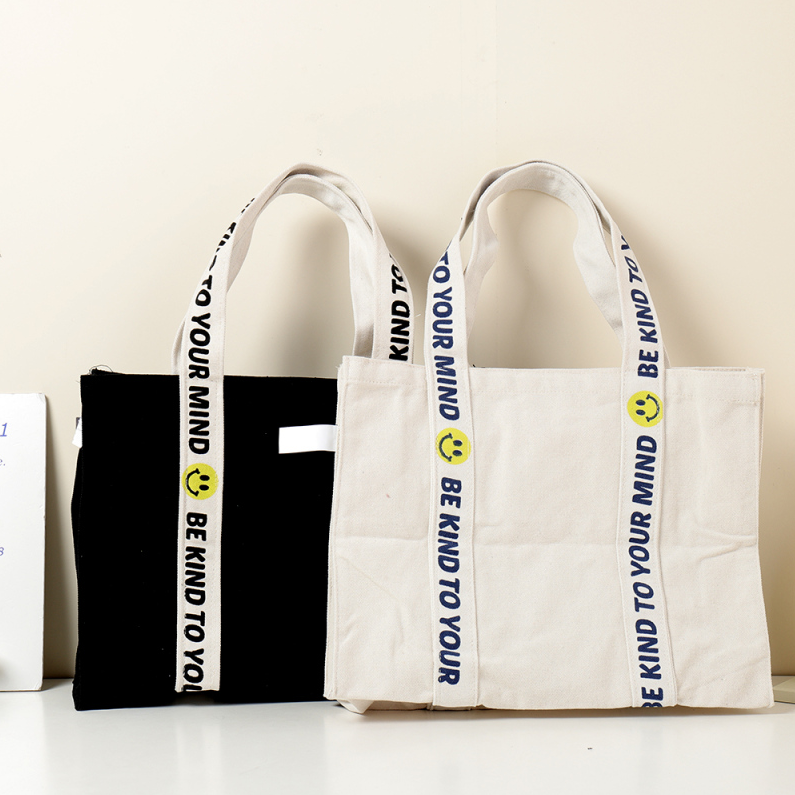 Trendy Smiley Face Letter Large Tote Handbag