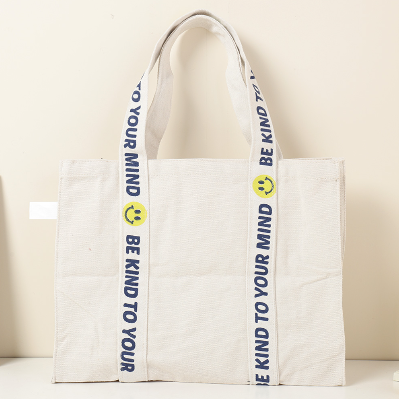 Trendy Smiley Face Letter Large Tote Handbag