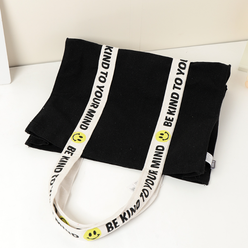 Trendy Smiley Face Letter Large Tote Handbag