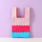 Trendy Plaid Knitted Handbag (Pink)