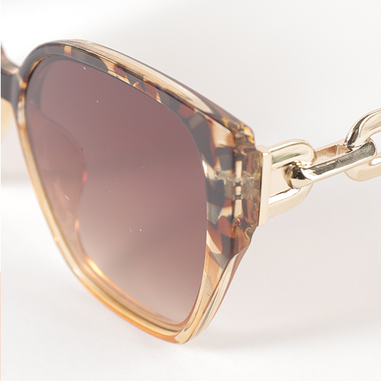 Women's sunglasses with large frame chain hollowed out metal