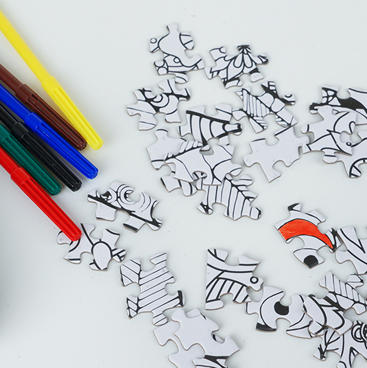 Doodle Butterfly Puzzle with 5 Watercolor Pens (500PCS) (Black ＆White)