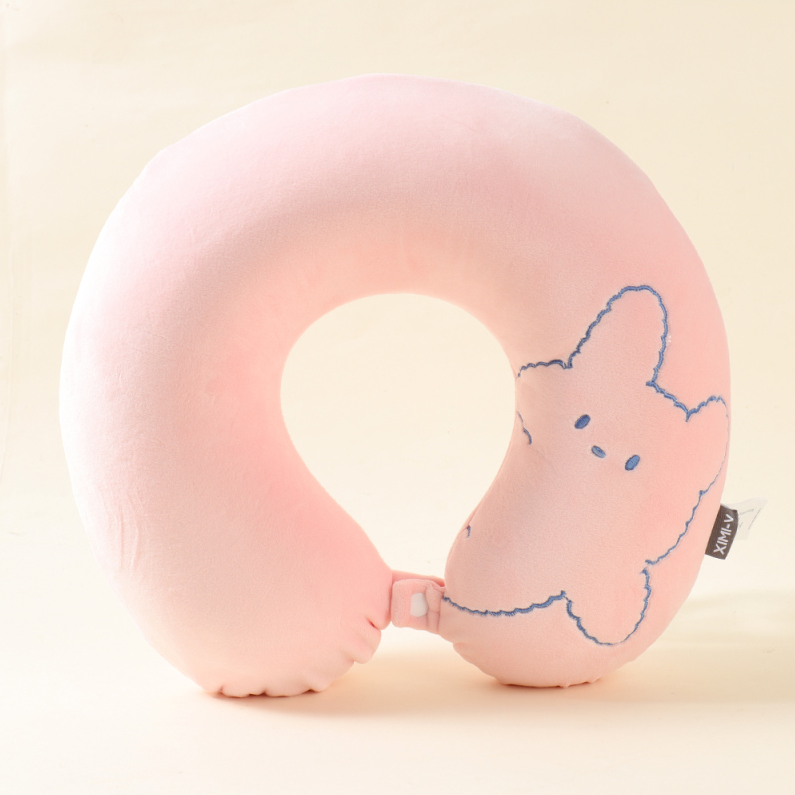 Lazy Bunny Memory Cotton U-shaped Pillow (Pink)