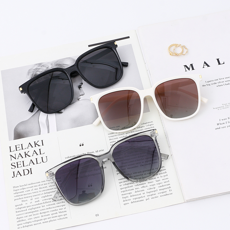 Big frame fashion plain makeup polarizing sunglasses