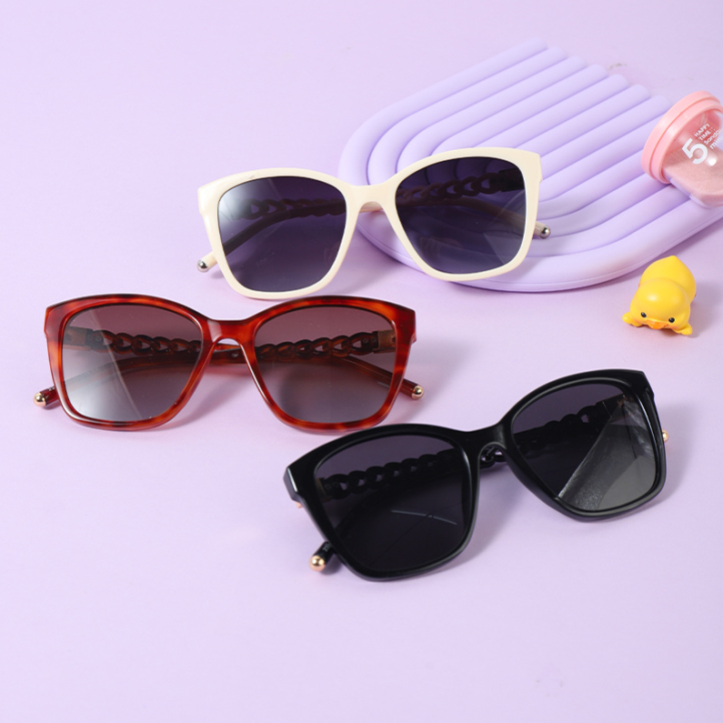 Fashion chain mirror leg polarizing sunglasses