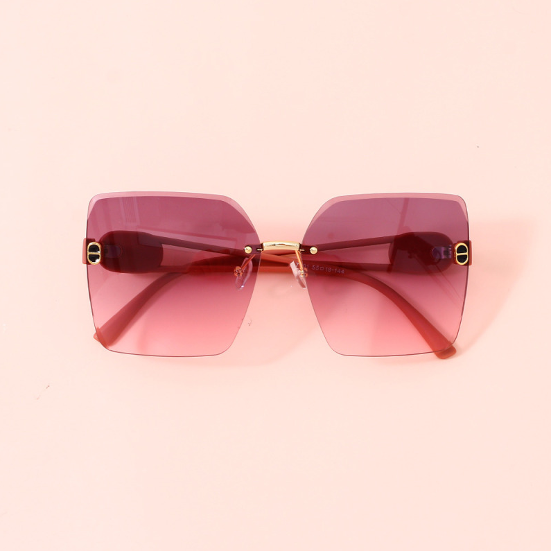Frameless Square Premium Adult Sunglasses (gray-pink)