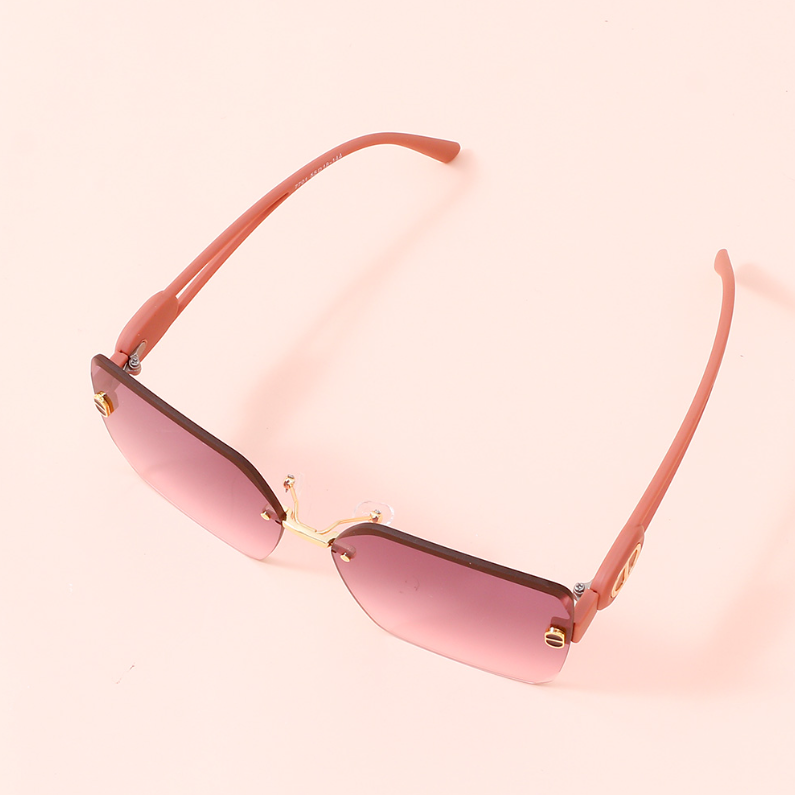 Frameless Square Premium Adult Sunglasses (gray-pink)