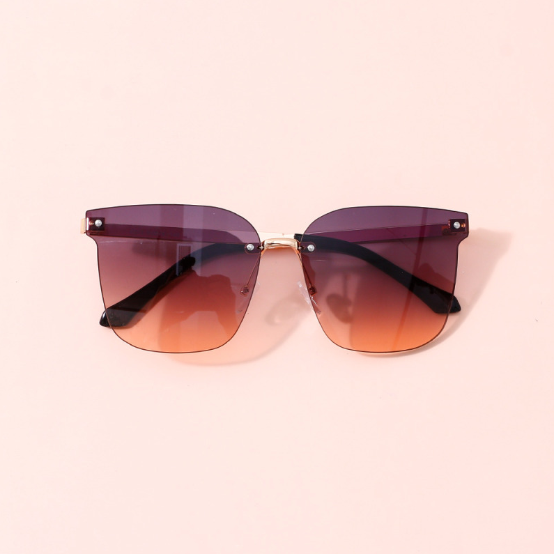Rimless cut edge Trendy Adult Sunglasses (Grey Brown)