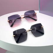 Crystal Cut frameless D-type Adult Sunglasses (Blend)