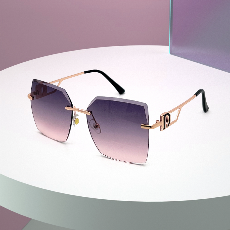 Crystal Cut frameless D-type Adult Sunglasses (Blend)