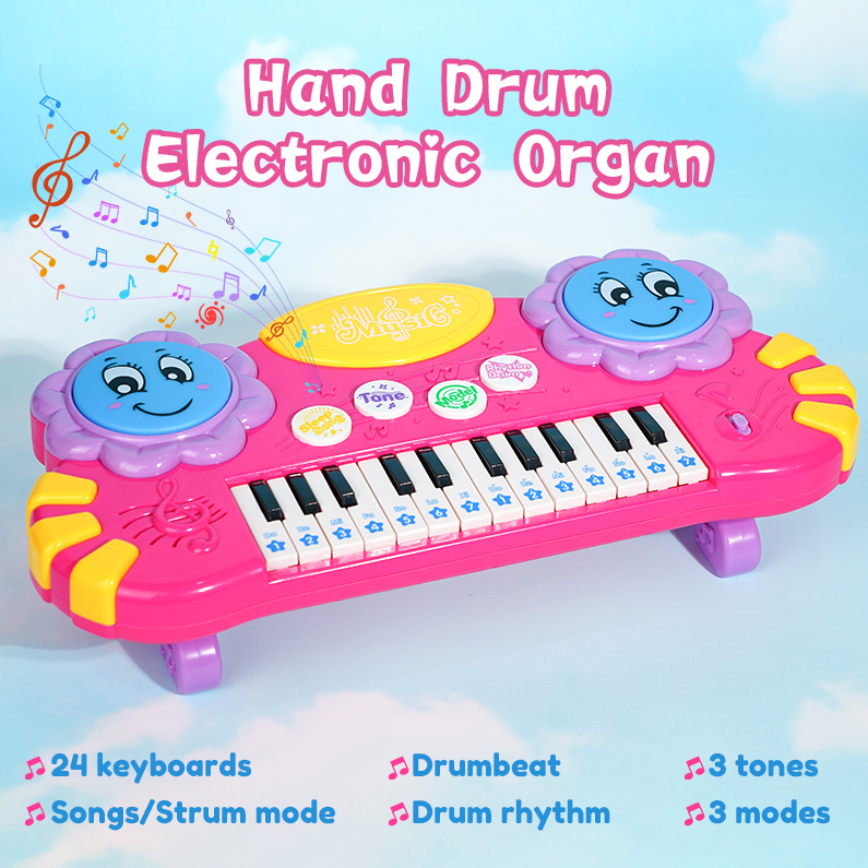 Sunflower Hand Drum Electronic Organ (Pink)