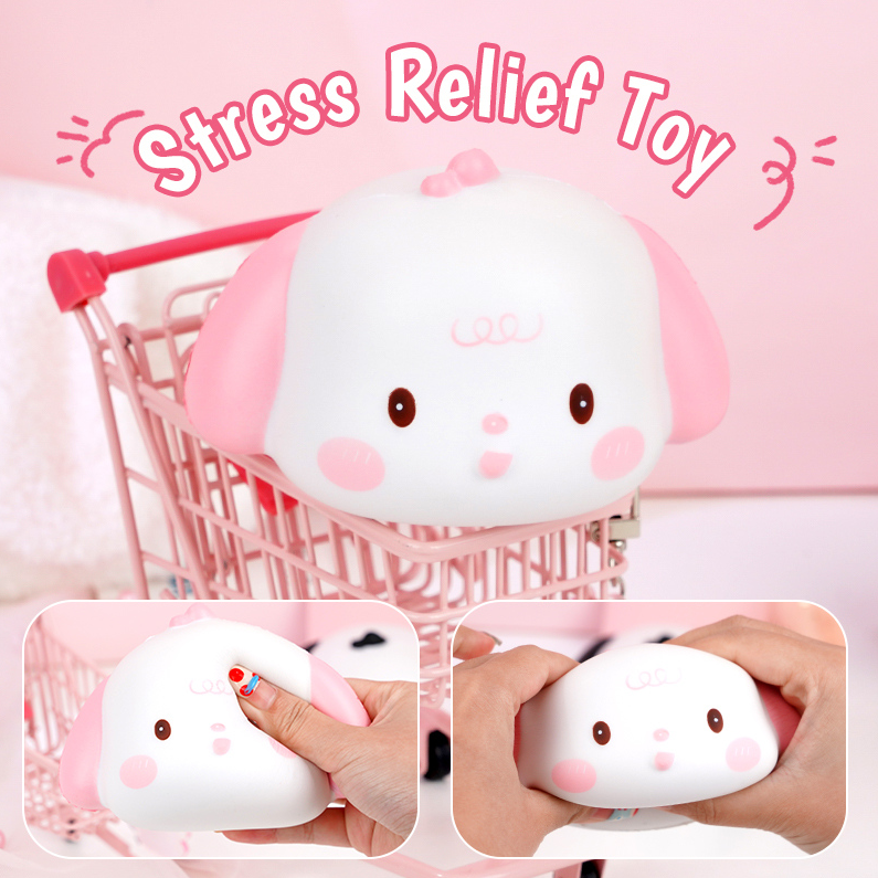 Cute Puppy PU Stress Relief Toy (Pink)