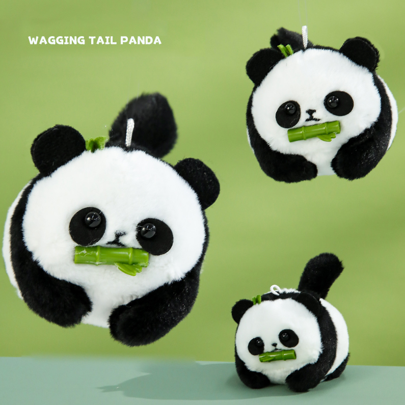 Tail Wagging Panda Plush Toy (Black-white)