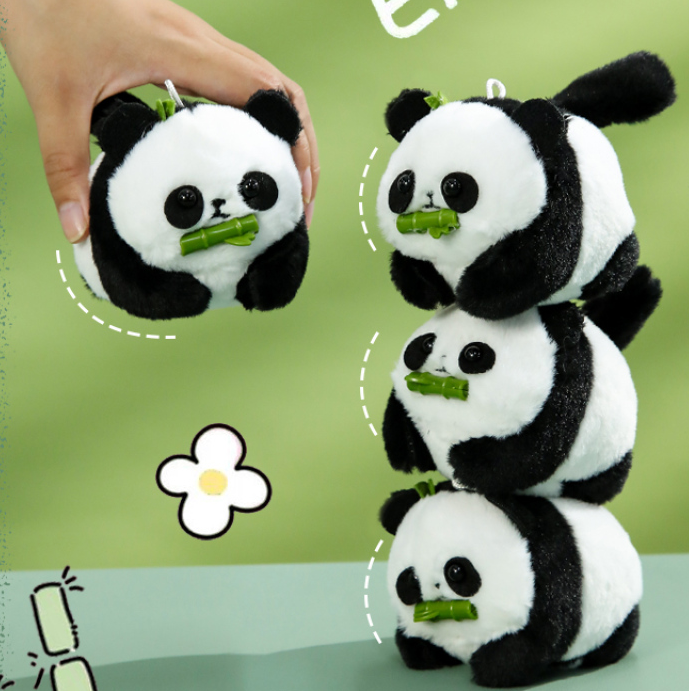 Tail Wagging Panda Plush Toy (Black-white)