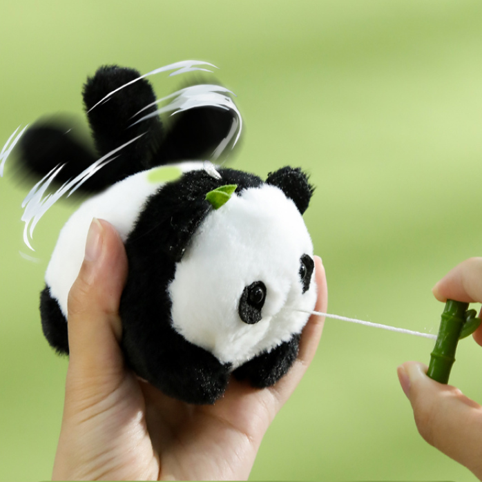 Tail Wagging Panda Plush Toy (Black-white)