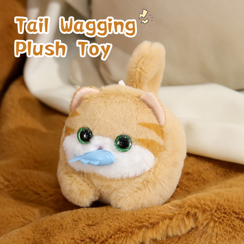 Tail Wagging Kitten Plush Toy (Yellow)