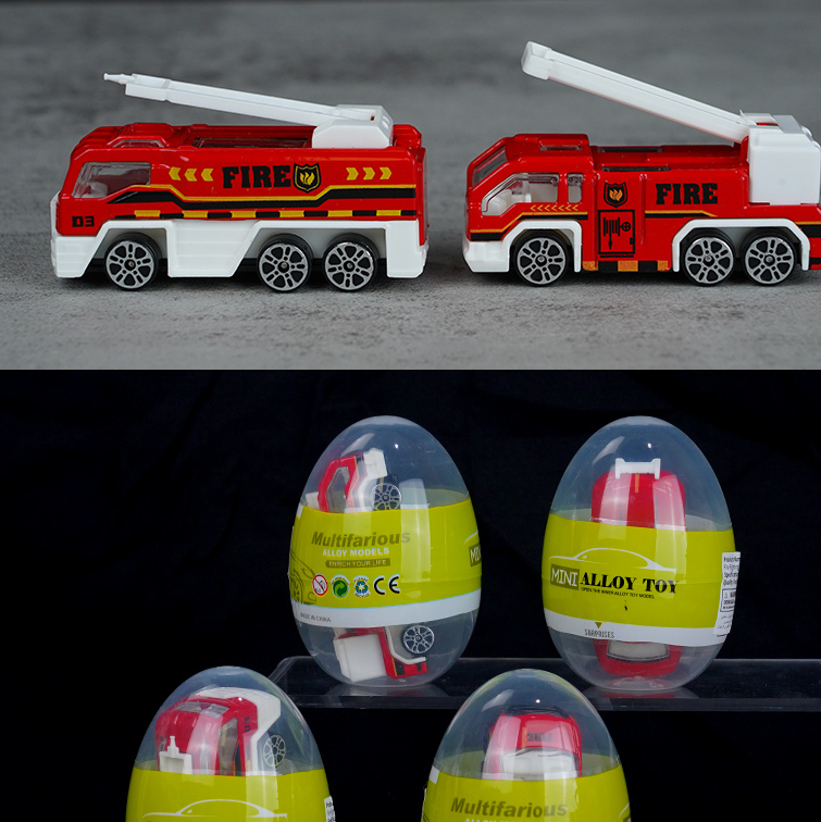 Clear Egg with Inertia Alloy Fire Fighting Truck Toy Inside