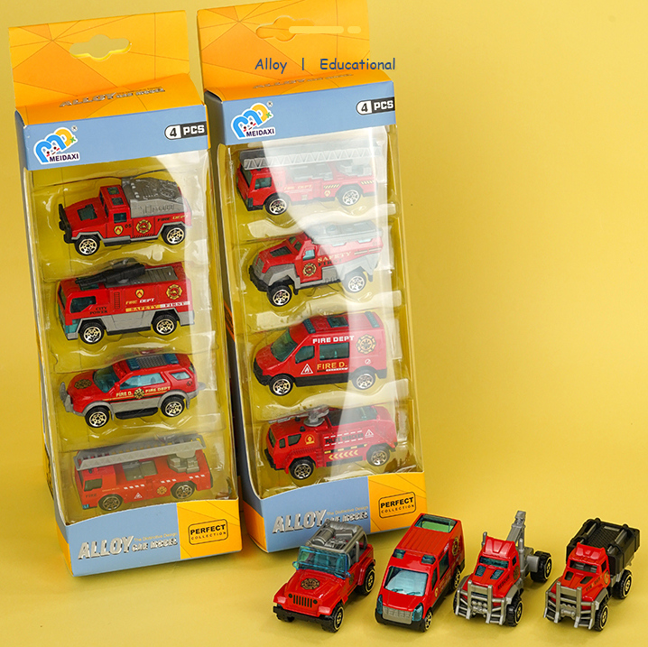 Alloy Firefighter Trucks Toy Set 4 PCS (Red)