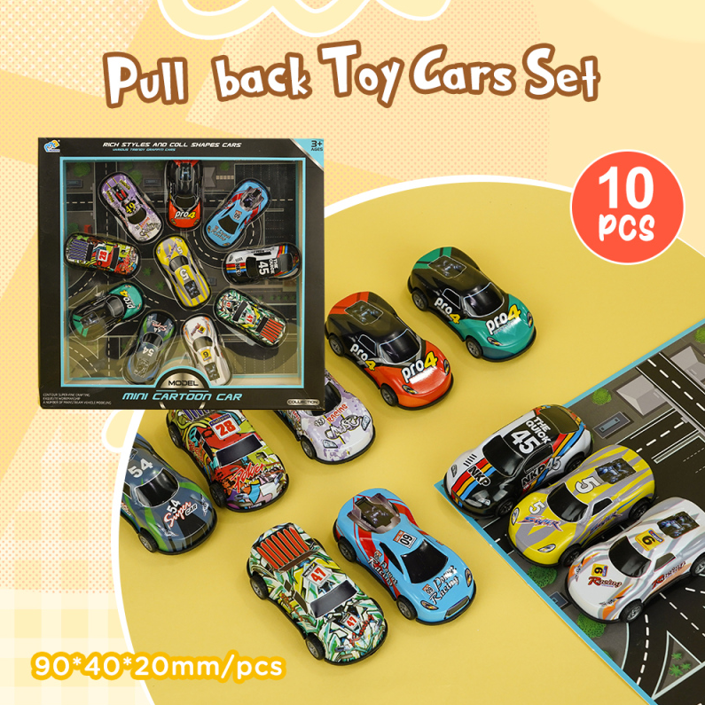 Metal Pull-back Toy Cars Set 10 PCS (Colorful)