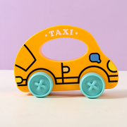 Cute Yellow Hand Push Inertial Taxi Toy