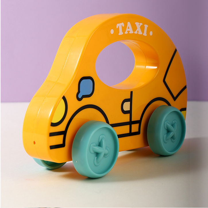 Cute Yellow Hand Push Inertial Taxi Toy