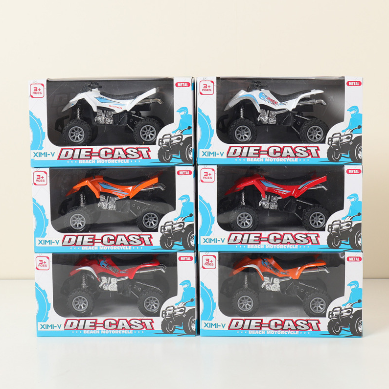 Solid Color Alloy Acousto-Optical Four-Wheel Motorcycle Toy