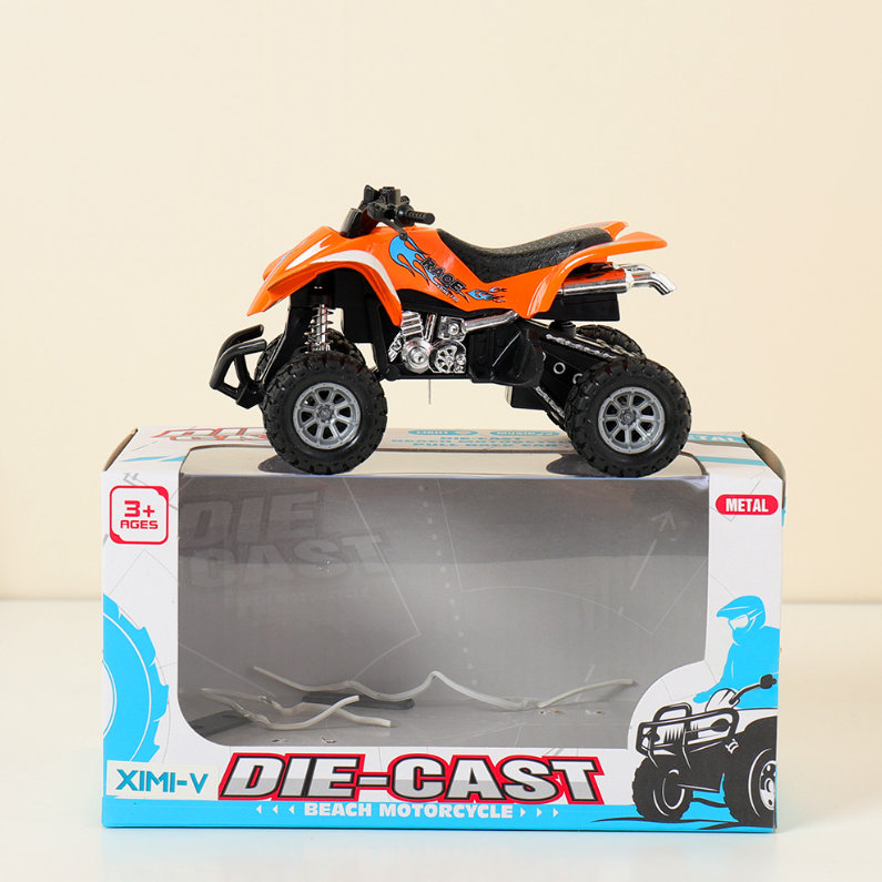 Solid Color Alloy Acousto-Optical Four-Wheel Motorcycle Toy