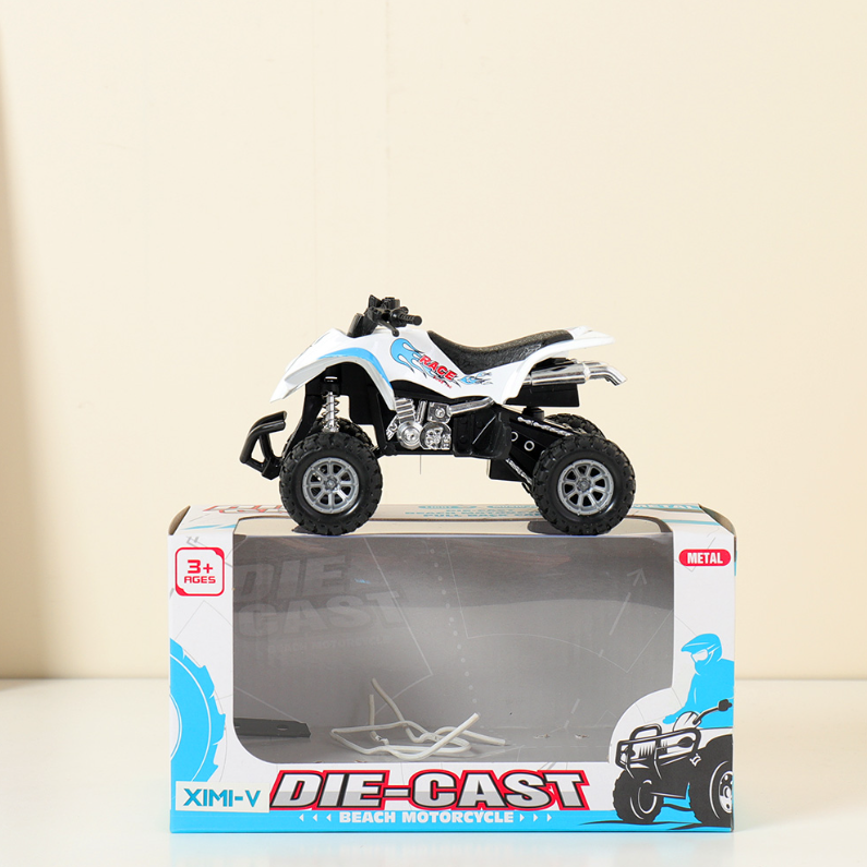 Solid Color Alloy Acousto-Optical Four-Wheel Motorcycle Toy