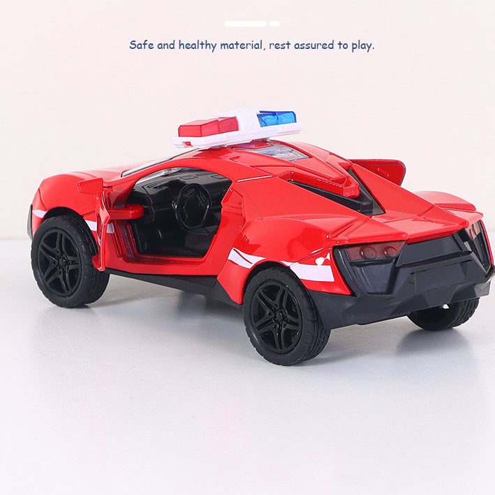 Alloy Pull-Back Acousto-Optical  Fire Alarm Car Toy (1:36)