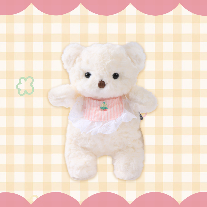 Bib Bear -30cm pink bib White Bear