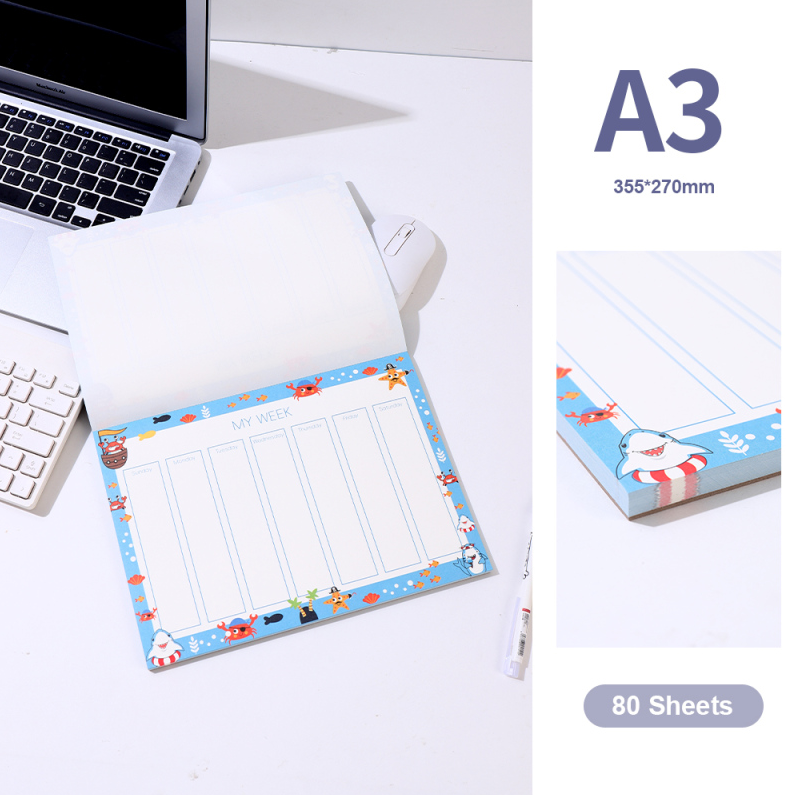 Shark Sailing Diary Monthly Planner Notepad A3