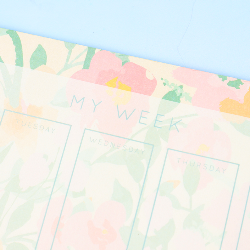 Flower Language Weekly Planner Notepad A4