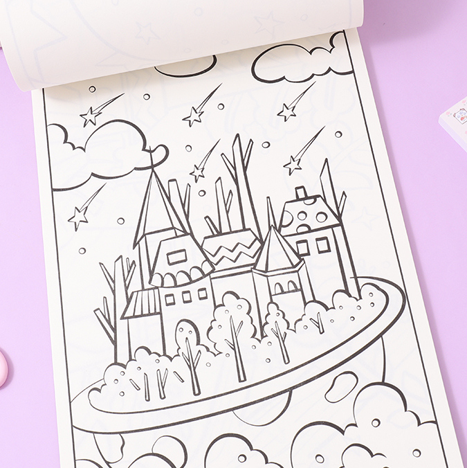 Free Flying Series Dream Forest Single-sided Coloring Book 30 Sheets A3 (Pink)