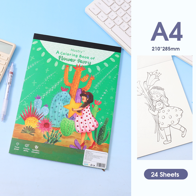 Flower Story Series Single-sided Coloring Book A4/24Sheets