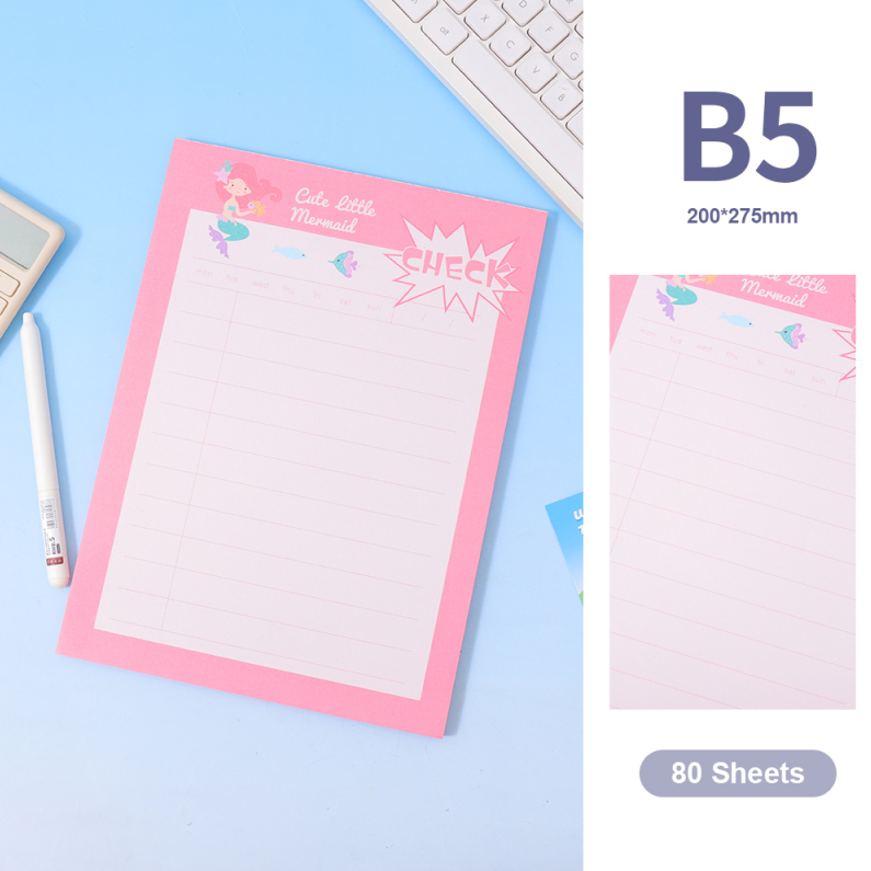 Fantasy Mermaid Colorful Pages Planner Notebook B5 80 Sheets (Pink)