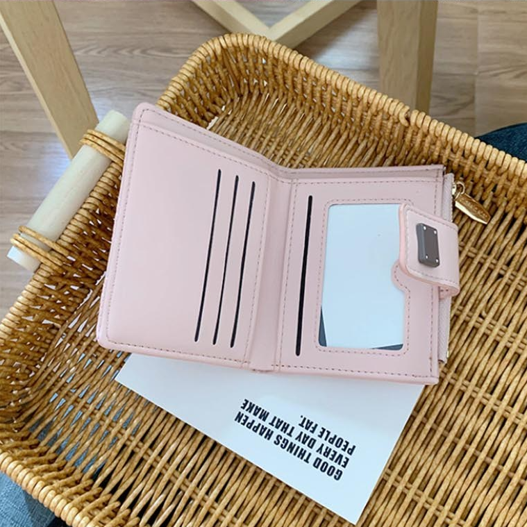 Simple Rhomboid Buckle Bifold Purse for Women