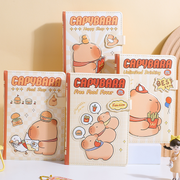 Cute Capybara Series Magnetic Buckle PU Color Pages Hardcover Notebook 32K 112 Sheets