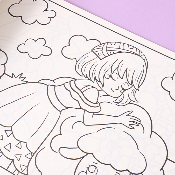 Free Flying Series Dress-up Girl Single-sided Coloring Book 30 Sheets A3 (Purple)