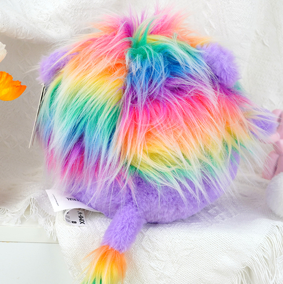 Colorful Hair Round Lion Stuffed Doll (S) (18cm)