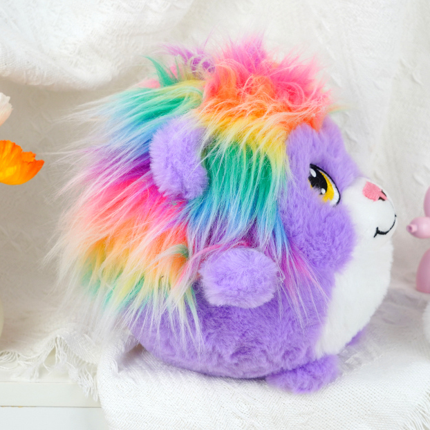Colorful Hair Round Lion Stuffed Doll (S) (18cm)