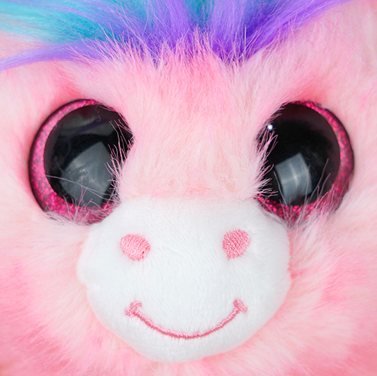 Colorful Hair Pink Sitting Pony Stuffed Doll (S) (19cm)