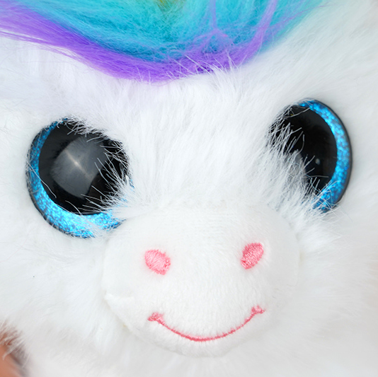 Colorful Hair White Sitting Pony Stuffed Doll (S) (19cm)