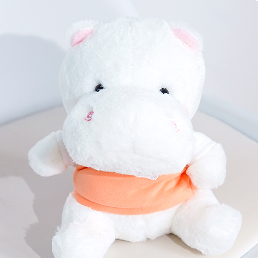 Sitting Baby Hippo Stuffed Doll (S) (White) (21CM)