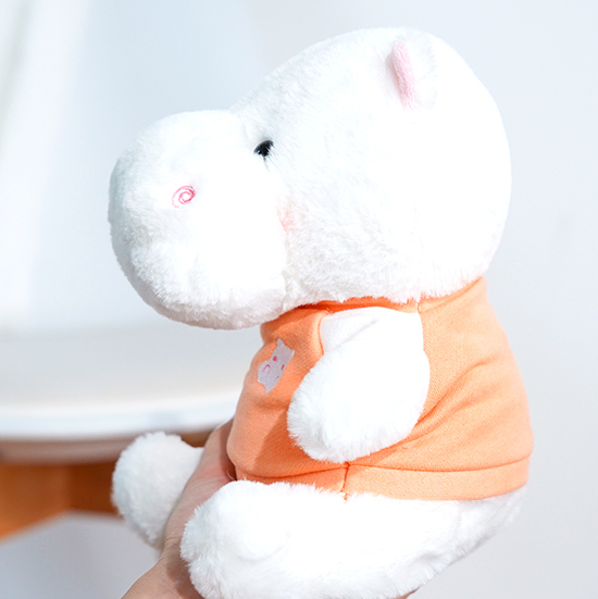 Sitting Baby Hippo Stuffed Doll (S) (White) (21CM)