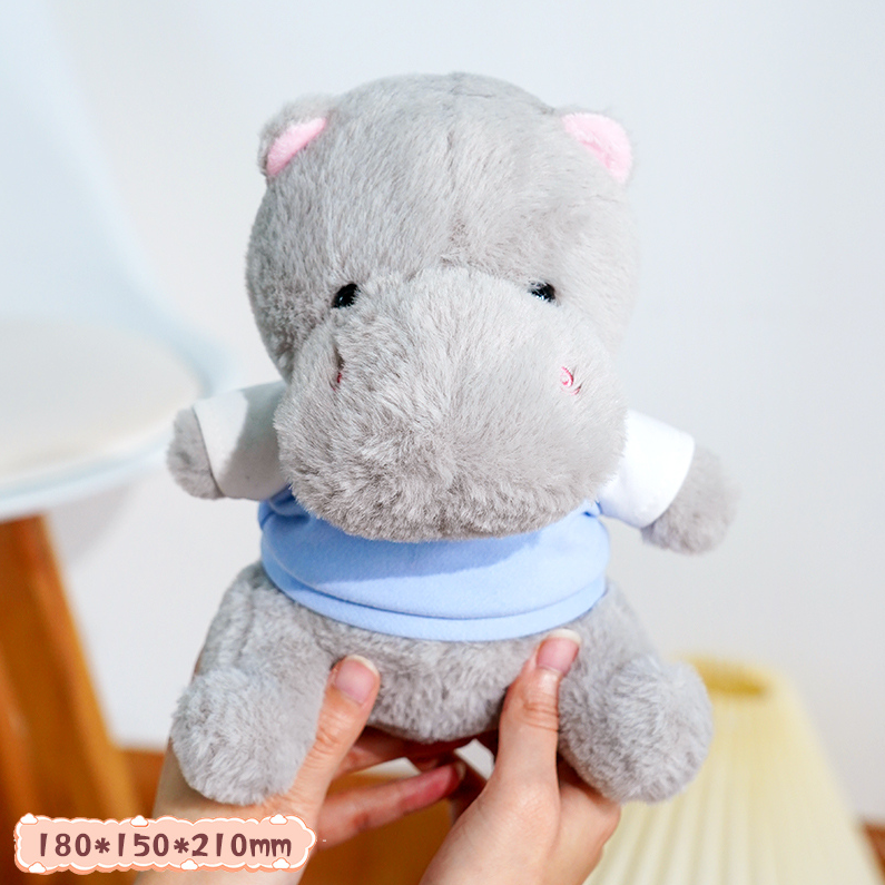 Sitting Baby Hippo Stuffed Doll (S) (Gray) (21CM)
