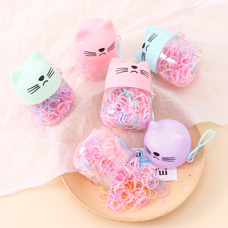 Kitty bottle colored disposable rubber band